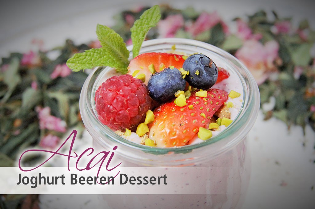 Rezept für Acai Joghurt Beeren Dessert